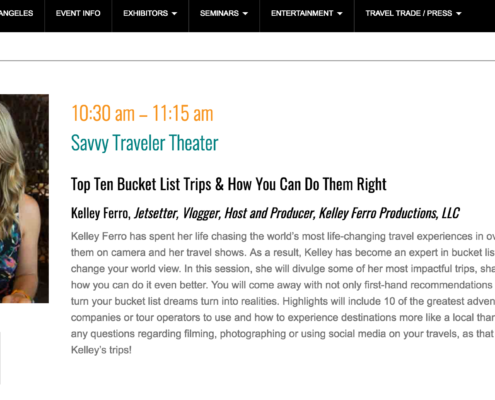 Travel Adventure Show LA Kelley Ferro