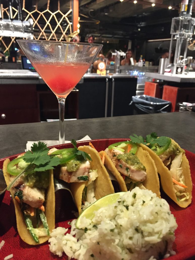 The watermelon martini and fish taco